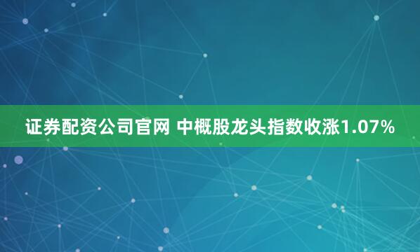 证券配资公司官网 中概股龙头指数收涨1.07%